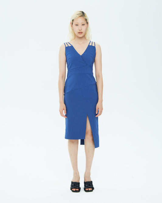 _MALLONI Abito midi con spacco BLU