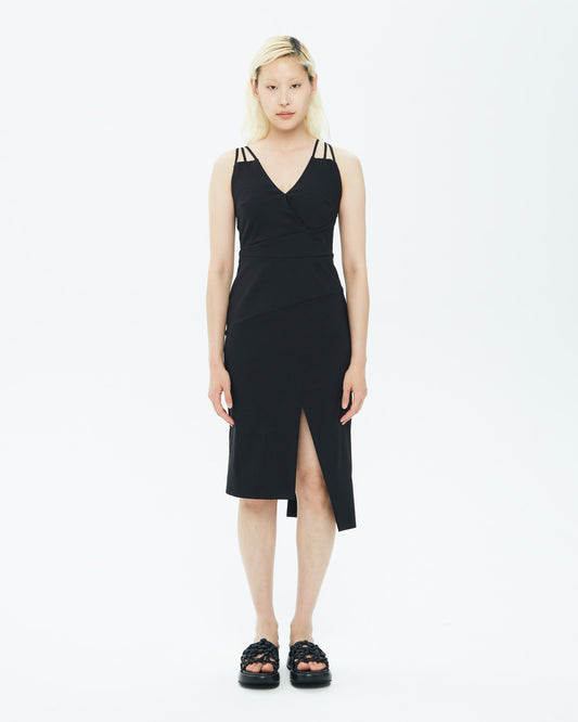 _MALLONI Abito midi con spacco NERO